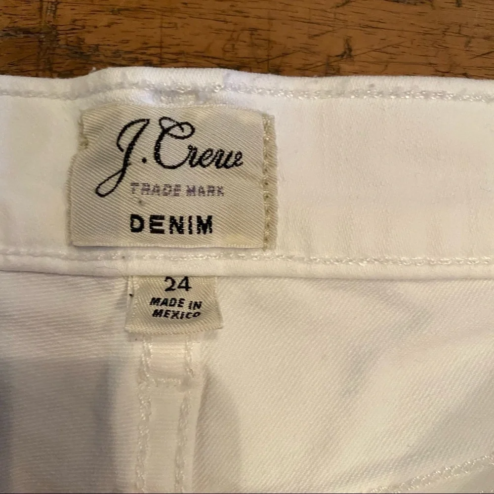 JCrew White Denim Cutoff Shorts distressed edge size 24